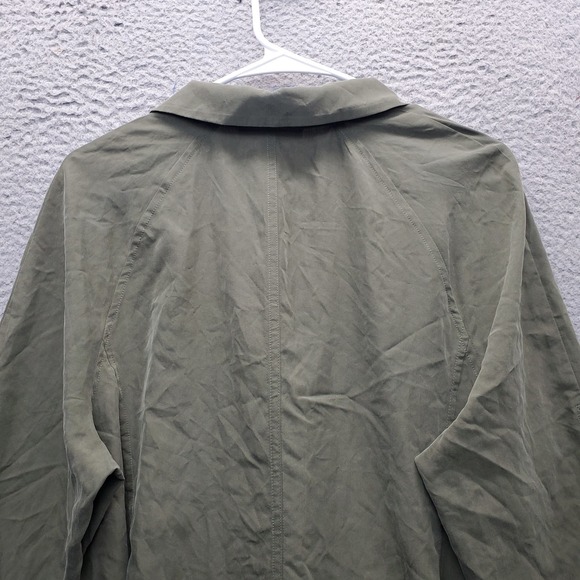 Banana Republic Trench Dress Womens 12 Green Roll Tab Sleeve Belt Waist Notch - Picture 12 of 12